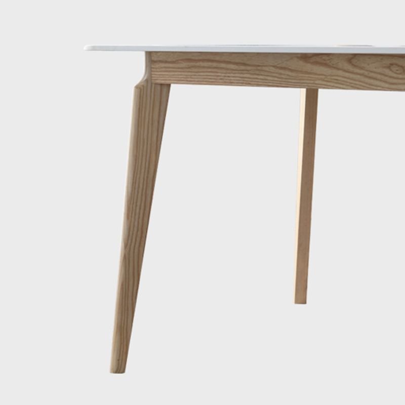Mesa de comedor rectangular Mesa blanca fija con tapa de piedra sinterizada