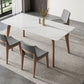 Mid-Century Rectangle Dining Table Solid Wood Legs and Stone Top Dining Table
