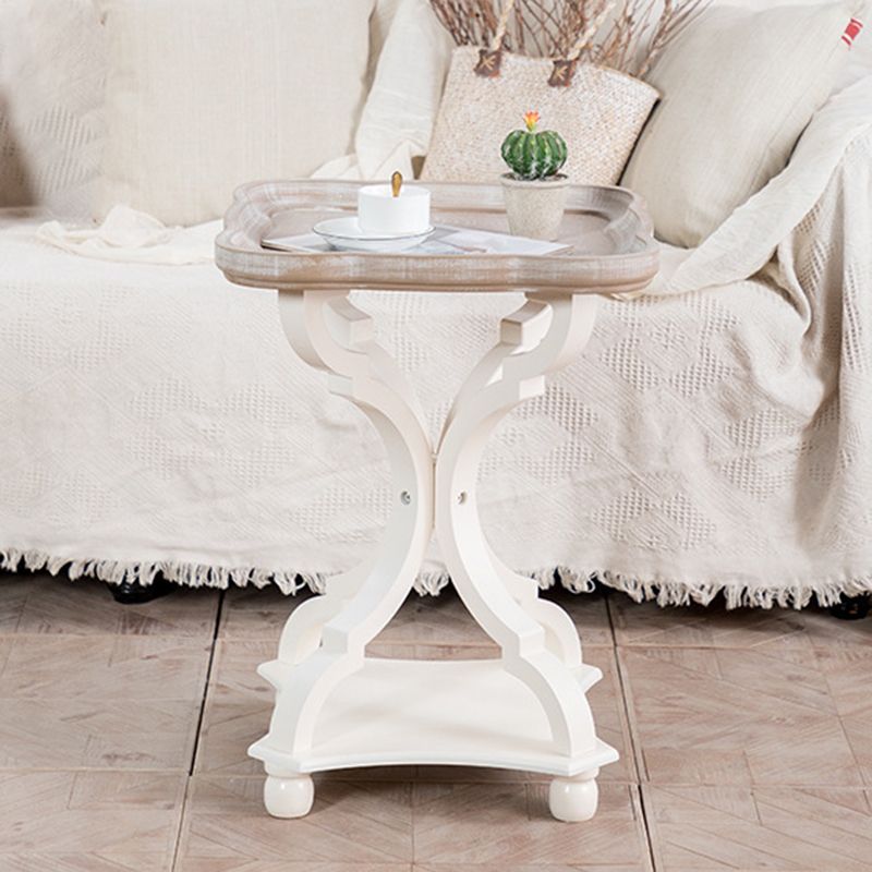 Distressed Wood Side Table French Country Style 25" Tall Side Table