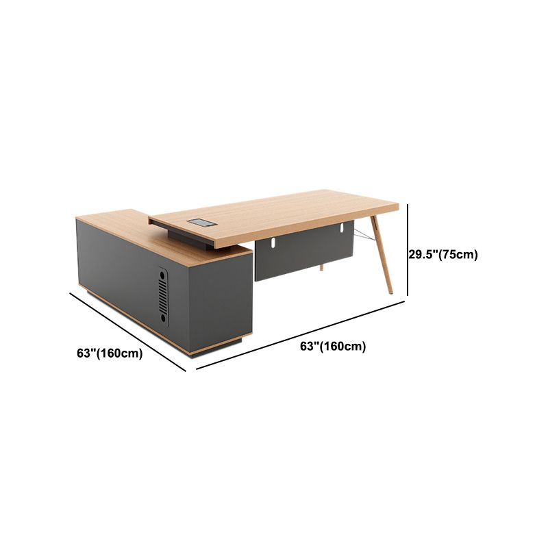 Contemporary Natural Office Desk Pedestal L-Shape Executive Desk for Office Clearhalo 'furn' 'furn_office_desk' 'Furniture' 'Office Desks' 'Office Furniture' 'office_desk' 1200x1200_a11bf8f8-6310-4589-bca2-0267a764ea5f