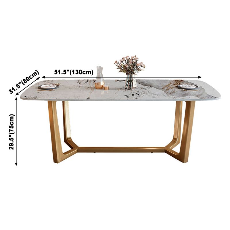 Traditional Luxury Sintered Stone Top Dining Table Rectangle Table with Gold Trestle Base Clearhalo ' dining_table' 'Dining Tables & Seating' 'Dining Tables' 'furn' 'furn_dining_table' 'Furniture' 'furniture_dining_table' 'Kitchen & Dining Furniture' 'kitchen&dining_furn' 'kitchen' 'kitchen_dining_table' 1200x1200_a11d1d62-42fc-4d58-814b-1179fd51a8be