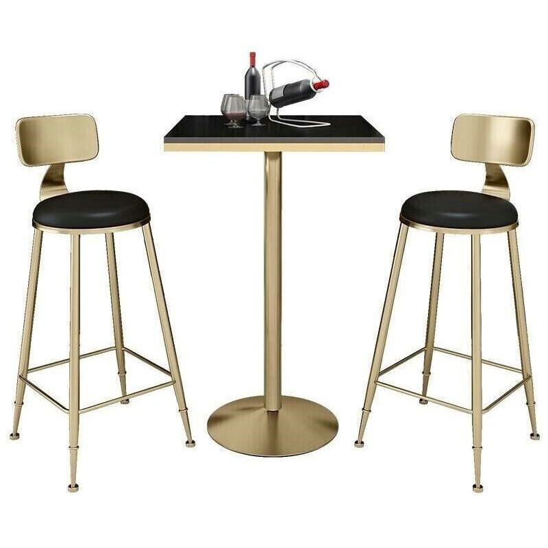 Glam Faux Marble Bar Table 41.3"H Pedestal Bar Height Cocktail Table with Metal Base Clearhalo 'Bar Furniture' 'Bar Tables' 'bar_tables' 'furn' 'furn_bar_tables' 'Furniture' 'Kitchen & Dining Furniture' 1200x1200_a11d66f5-fe55-495b-9f14-642794772e02