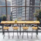 Modern Brown Wood Pub Table Rectangle Table Top Black Sled Table 42'' H Clearhalo 'Bar Furniture' 'Bar Tables' 'bar_tables' 'furn' 'furn_bar_tables' 'Furniture' 'furniture_bar_tables' 'Kitchen & Dining Furniture' 1200x1200_a11e2b5f-18d4-4c7f-b55a-513a9d23322f