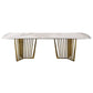 Traditional Luxury Stone Table Rectangle Dining Table with Stainless Steel Double Pedestal Clearhalo ' dining_table' 'Dining Tables & Seating' 'Dining Tables' 'furn' 'furn_dining_table' 'Furniture' 'furniture_dining_table' 'Kitchen & Dining Furniture' 'kitchen&dining_furn' 'kitchen' 'kitchen_dining_table' 1200x1200_a11f06d7-ddc4-4aab-90d2-3bf93c13647b