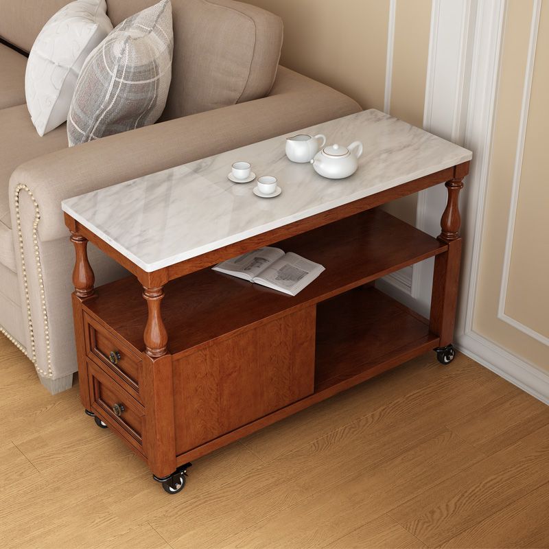Rectangular Side Table Traditional Glossy End Table with Drawer and Shelf Clearhalo 'Coffee & Accent Tables' 'End & Side Tables' 'end_side_table' 'end_side_tables' 'furn' 'furn_end_side_tables' 'Furniture' 'furniture_end_side_table' 'Living Room Furniture' 1200x1200_a11f2023-1c7a-4493-b99f-247d86d2c1ef