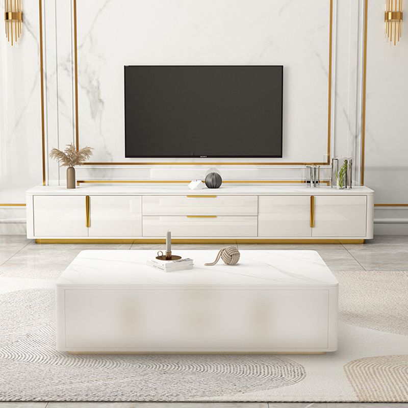 Console multimediale per TV Glam da 16" W, contenitore chiuso, console multimediale per TV con cassetti