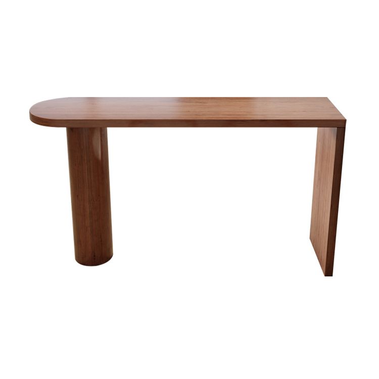 Brown Wood Pub Table with Specialty Table Top Double Pedestal Table - 41.3" H Clearhalo 'Bar Furniture' 'Bar Tables' 'bar_tables' 'furn' 'furn_bar_tables' 'Furniture' 'furniture_bar_tables' 'Kitchen & Dining Furniture' 1200x1200_a1216301-c30a-4997-b2f4-e09962791acc