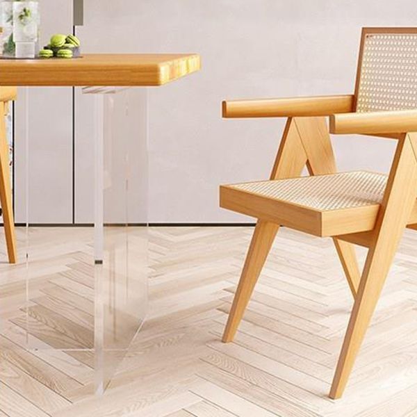 Rechteckiger Esstisch mit Acrylbasis, moderner Tisch aus Kiefernholz für die Küche