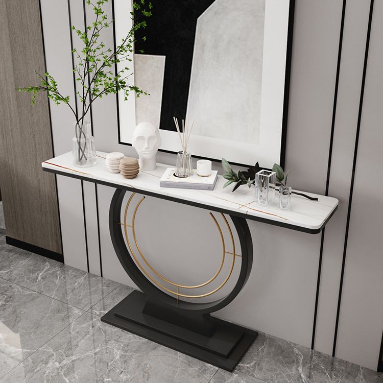 Modern Rectangle Console Accent Table Antique Finish Console Sofa Table in Stone Clearhalo 'Console Tables' 'console_tables' 'Entry & Mudroom Furniture' 'furn' 'furn_console_tables' 'Furniture' 1200x1200_a1230380-e1a4-4fdf-9f1d-c31e5e423242