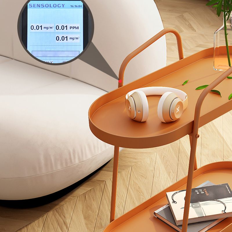 Midden-eeuwse metalen uiteinde bijzettafel ovaal 2-laags hoektafel met opslag