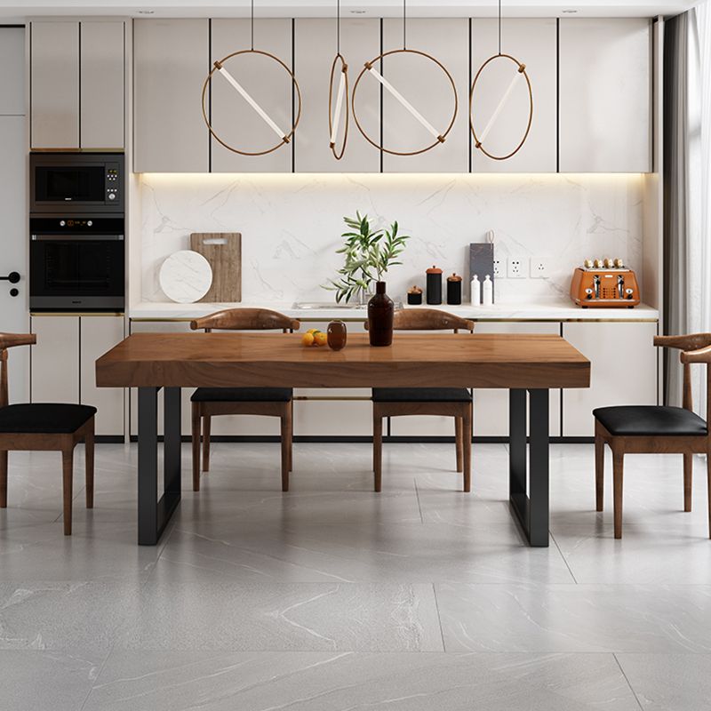 Industrial Solid Wood Dining Table Set 1/4/5/7 Pieces Brown Dinette Set for Home