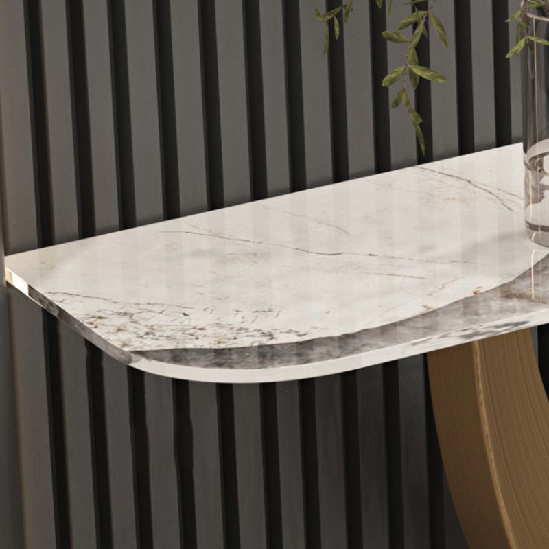 Half Moon Contemporary Console Table in Grey/Gold Stone Console Sofa Table