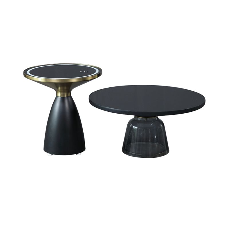 Nordic style Glass Side End Table Stone Top Drum End Table for Living Room Clearhalo 'Coffee & Accent Tables' 'End & Side Tables' 'end_side_table' 'end_side_tables' 'furn' 'furn_end_side_tables' 'Furniture' 'furniture_end_side_table' 'Living Room Furniture' 1200x1200_a12c578f-4e89-48ae-ac70-bec92314ca33