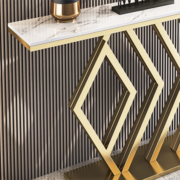 Tavola della console di base ione con top di pietra rettangolare per tavolo accento della sala