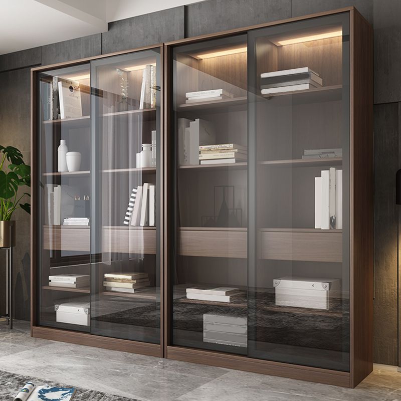 現代のフェイクウッドディスプレイキャビネットスライドドアリビングルーム用の収納キャビネット