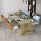 Metal Traditional Luxury Rectangle Indoor Table Sintered Stone Top Table for Kitchen and Dining Room Clearhalo ' dining_table' 'Dining Tables & Seating' 'Dining Tables' 'furn' 'furn_dining_table' 'Furniture' 'furniture_dining_table' 'Kitchen & Dining Furniture' 'kitchen&dining_furn' 'kitchen' 'kitchen_dining_table' 1200x1200_a12f43d5-ddea-40c8-bd7f-c73a07c4a1f8