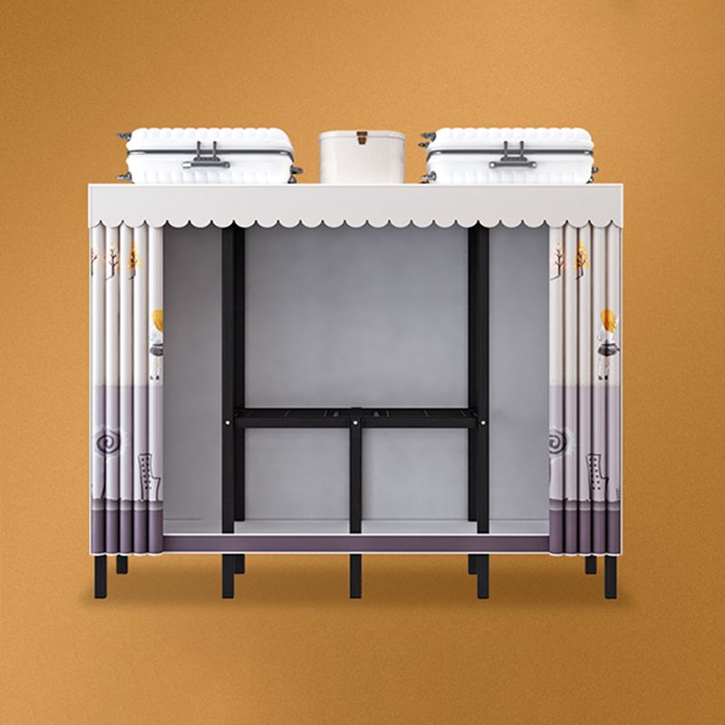 Black Steel Frame Wardrobe Contemporary Folding Wardrobe Armoire Clearhalo 'Armoires & Wardrobes' 'armoires_wardrobes' 'Bedroom Furniture' 'furn' 'furn_armoires_wardrobes' 'Furniture' 1200x1200_a12fb260-312d-4e68-8ab1-39e4672d6b3f