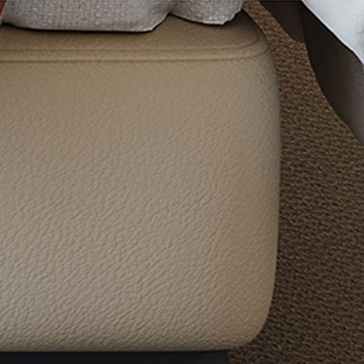 金属製の脚のある現代の本物の革のベッドフレームベージュ標準ベッド