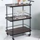 35.43"H Rolling Contemporary Prep Table Metal Prep Table with Open Storage