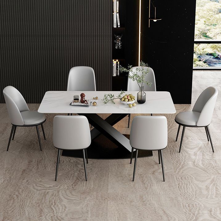 Moderne rechthoekige dinetteset 1/2/5/7-delige eettafelset met blad van gesinterd steen