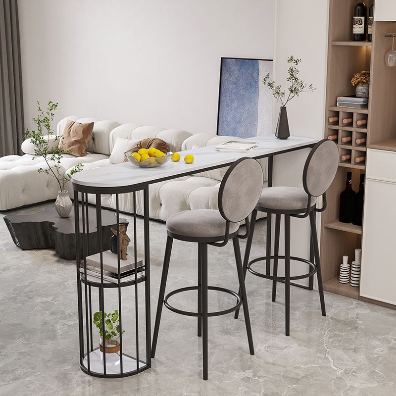 Modern Bar Dining Table Indoor Bar Height Table with Shelves 42-Inch Top in Black Clearhalo 'Bar Furniture' 'Bar Tables' 'bar_tables' 'furn' 'furn_bar_tables' 'Furniture' 'furniture_bar_tables' 'Kitchen & Dining Furniture' 'kitchen&dining_furn' 'kitchen' 1200x1200_a13a99e8-6e39-45d1-8336-4d51265b73fb