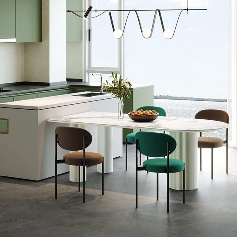 Contemporary Style Dining Table Stone 3-foot Dining Site Table for Home Clearhalo 'Dining Tables & Seating' 'Dining Tables' 'dining_table' 'furn' 'furn_dining_table' 'Furniture' 'Kitchen & Dining Furniture' 1200x1200_a13b6a60-a7b3-4376-a575-0bac10970d27