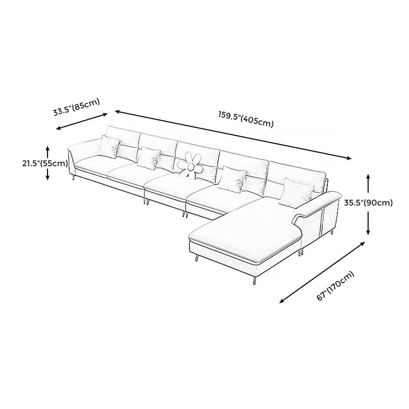 Modern Faux Leather Square Arm Sofa with Bolster Pillows for Living Room Clearhalo 'furn' 'furn_sectionals' 'Furniture' 'furniture_sectionals' 'kitchen' 'kitchen_sectionals' 'Living Room Furniture' 'Sectionals' 1200x1200_a13f02fd-2232-4be2-9461-c710ce3a5aff