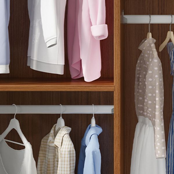 Modern Brown Wood Wardrobe Armoire Freestanding Multifunctional Wardrobe