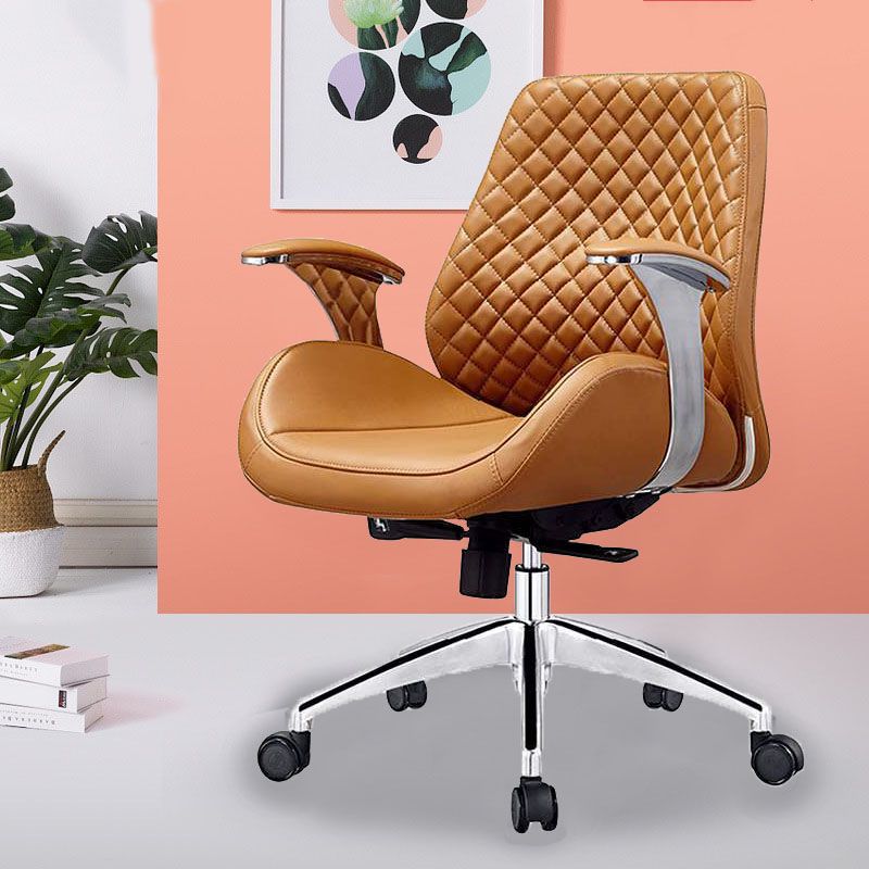 Modern Desk Chair Leather Computer Chair High/Mid Back Chair with Wheels/No Wheels Clearhalo 'furn' 'furn_office_chair' 'Furniture' 'Office Chairs' 'Office Furniture' 'office_chair' 1200x1200_a1450d7e-992e-4a89-b879-e2b78c4d7c01