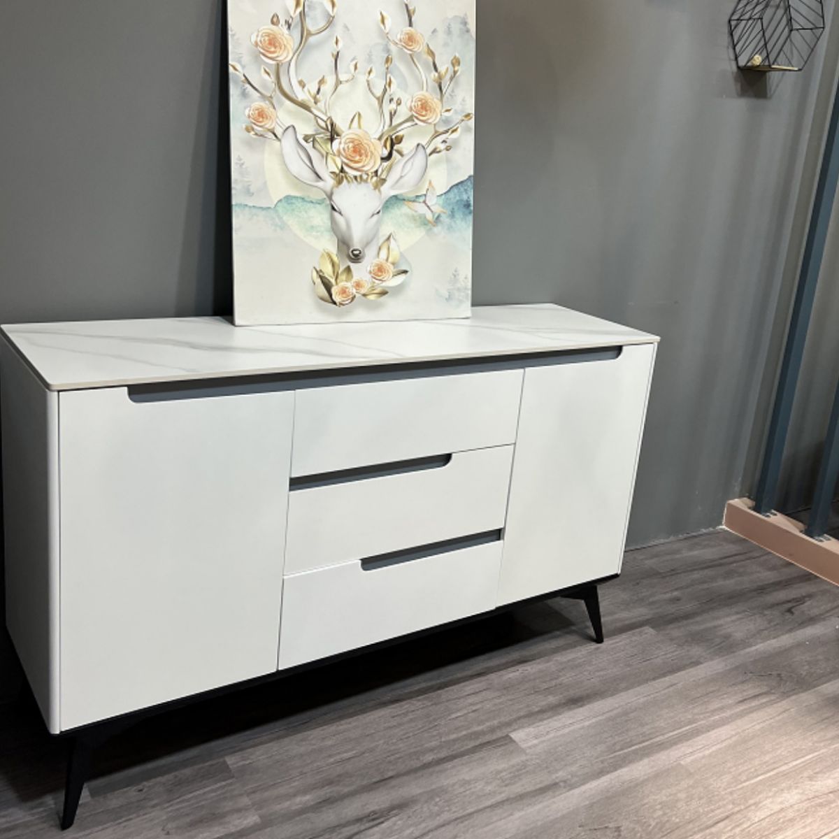Glam Sideboard Stone Top con porta e cassetto Sideboard per soggiorno