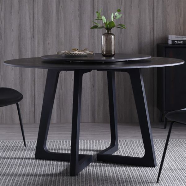 Metal and Stone Table Glam Style Simple Home Black Round Dining Table Clearhalo 'Dining Tables & Seating' 'Dining Tables' 'dining_table' 'furn' 'furn_dining_table' 'Furniture' 'Kitchen & Dining Furniture' 1200x1200_a14527c4-eb02-4840-a8d9-598aedb3f398