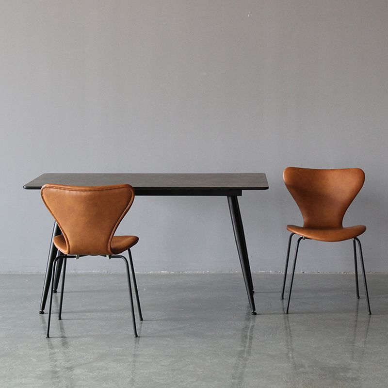 Modern Style Linen Fabric Dining Chairs Solid Back Armless Dining Single Chair Clearhalo ' kitchen&dining_furn' 'Dining Chairs' 'Dining Tables & Seating' 'dining_chair' 'furn' 'furn_dining_chair' 'Furniture' 'furniture_dining_chair' 'Kitchen & Dining Furniture' 'kitchen' 1200x1200_a14647d3-75e8-4c05-8eb9-65052a626638