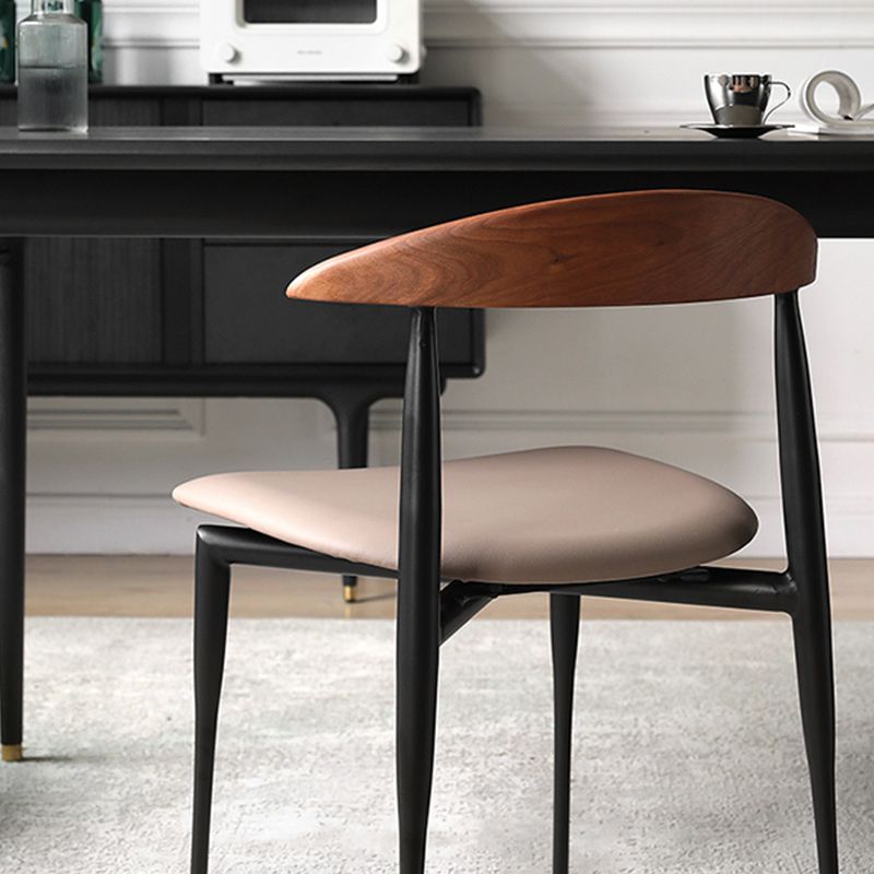 Armless Dining Chairs Industrielle Kunstleder -Seitenstühle für Esszimmer