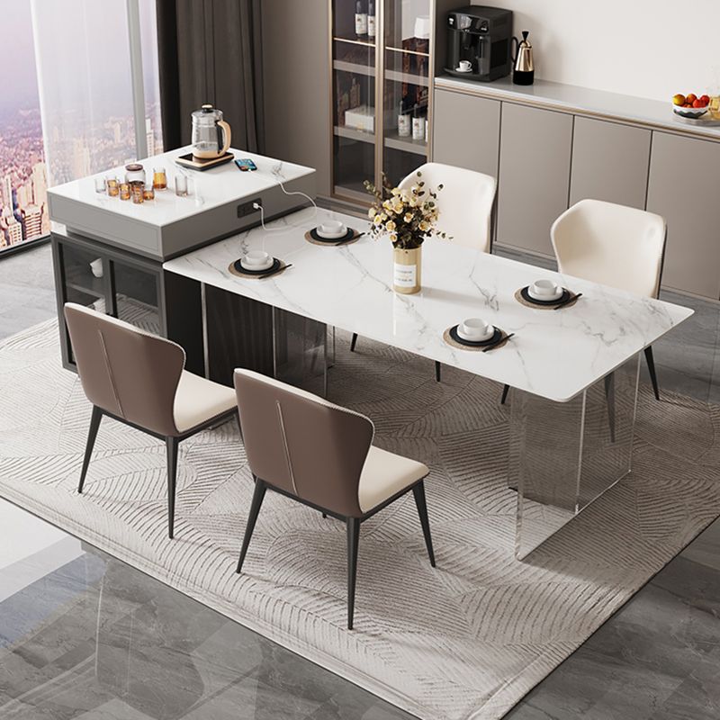 Modern Kitchen Stone Furniture 5 Pcs Standard Height Dining Room Table Set
