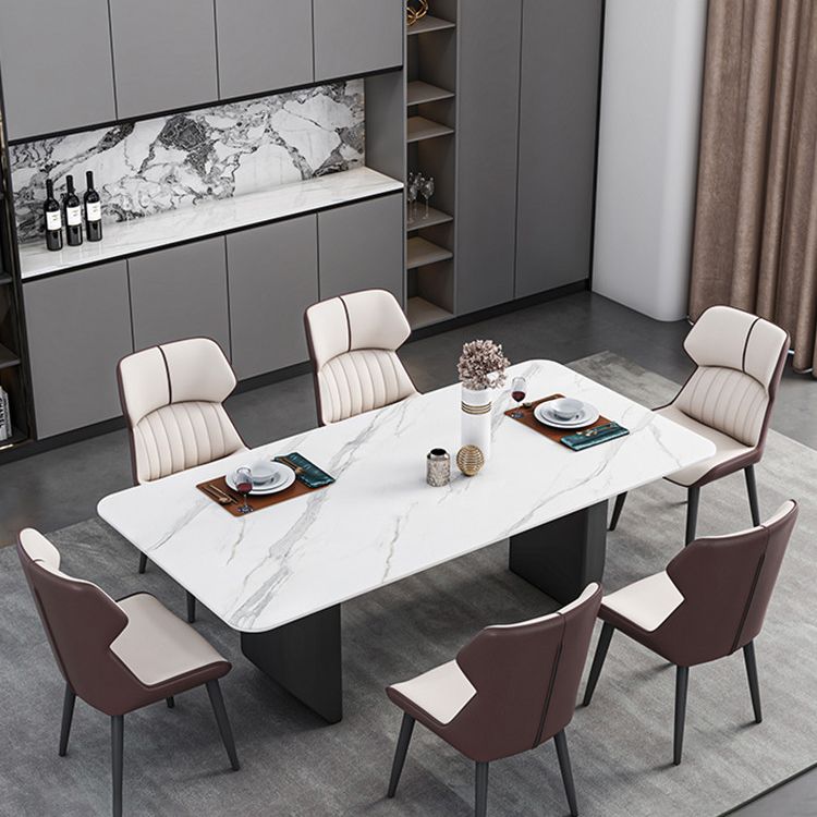 Modern Iron Dinette Set 1/2/5/7 Pieces Rectangle White Sintered Stone Top Dining Table Set Clearhalo 'Dining Room Sets' 'Dining Tables & Seating' 'dining_room_set' 'furn' 'furn_dining_room_set' 'Furniture' 'furniture_dining_room_set' 'Kitchen & Dining Furniture' 1200x1200_a149a154-1a18-4670-a933-58123119bae3