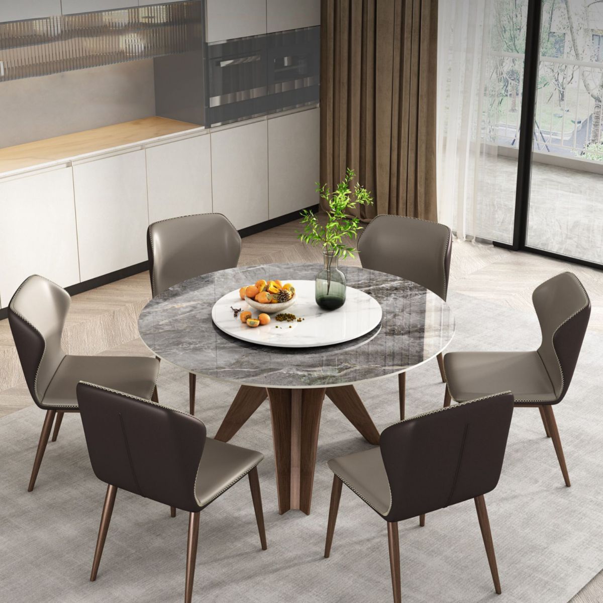 Modern Style Sintered Stone Dining Set Round 1/4/7 Pieces Dining Set for Home Use Clearhalo 'Dining Room Sets' 'Dining Tables & Seating' 'dining_room_set' 'furn' 'furn_dining_room_set' 'Furniture' 'Kitchen & Dining Furniture' 1200x1200_a14b6bc4-132f-4455-ab3a-2aca26ef6e0f