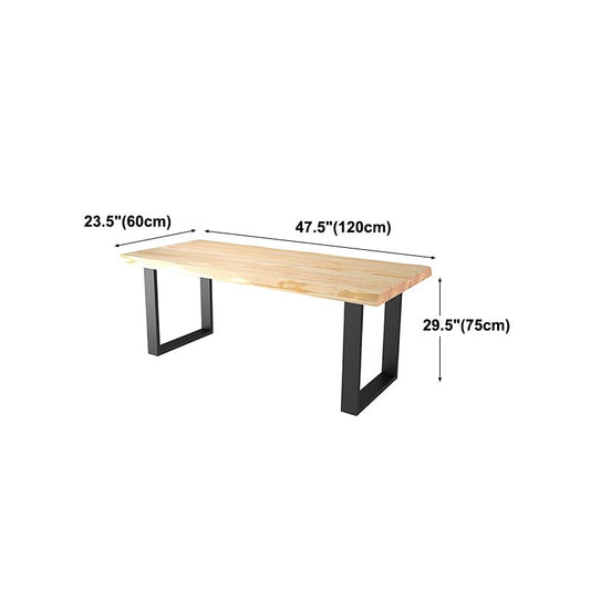 Industrial Pine Wood Dining Table Rectangle Table with Black Double Pedestal Clearhalo 'Dining Tables & Seating' 'Dining Tables' 'dining_table' 'furn' 'furn_dining_table' 'Furniture' 'furniture_dining_table' 'Kitchen & Dining Furniture' 'kitchen' 'kitchen_dining_table' 1200x1200_a14b9d68-155f-4c63-8b23-d3ef2797f1d6