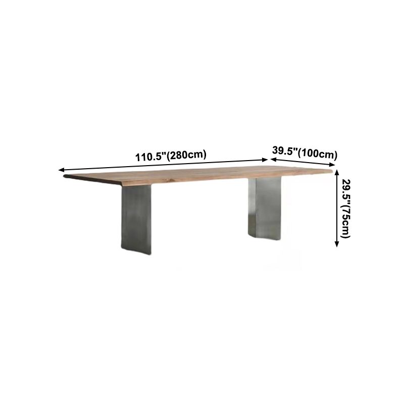Rectangle Wood Color Dining Table Pine Solid Wood Table Luxury with Double Pedestal Clearhalo ' dining_table' 'Dining Tables & Seating' 'Dining Tables' 'furn' 'furn_dining_table' 'Furniture' 'furniture_dining_table' 'Kitchen & Dining Furniture' 'kitchen&dining_furn' 'kitchen' 'kitchen_dining_table' 1200x1200_a14c15bf-e66f-49ba-ad33-6faf36e8c634
