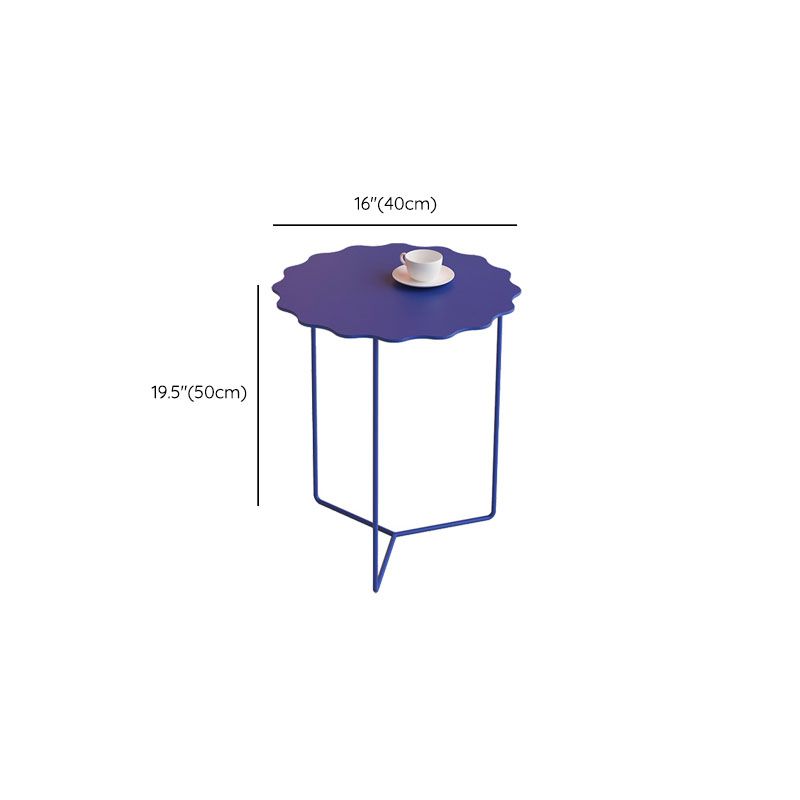 19.68 "背の高いクロス脚エンドテーブルメタリックブルーのアクセントサイドテーブル