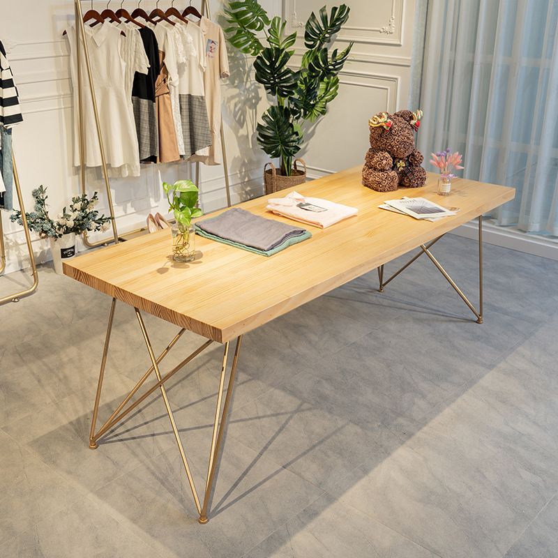 Glam Solid Wood Writing Desk Natural Hairpin Base Type Office Desk