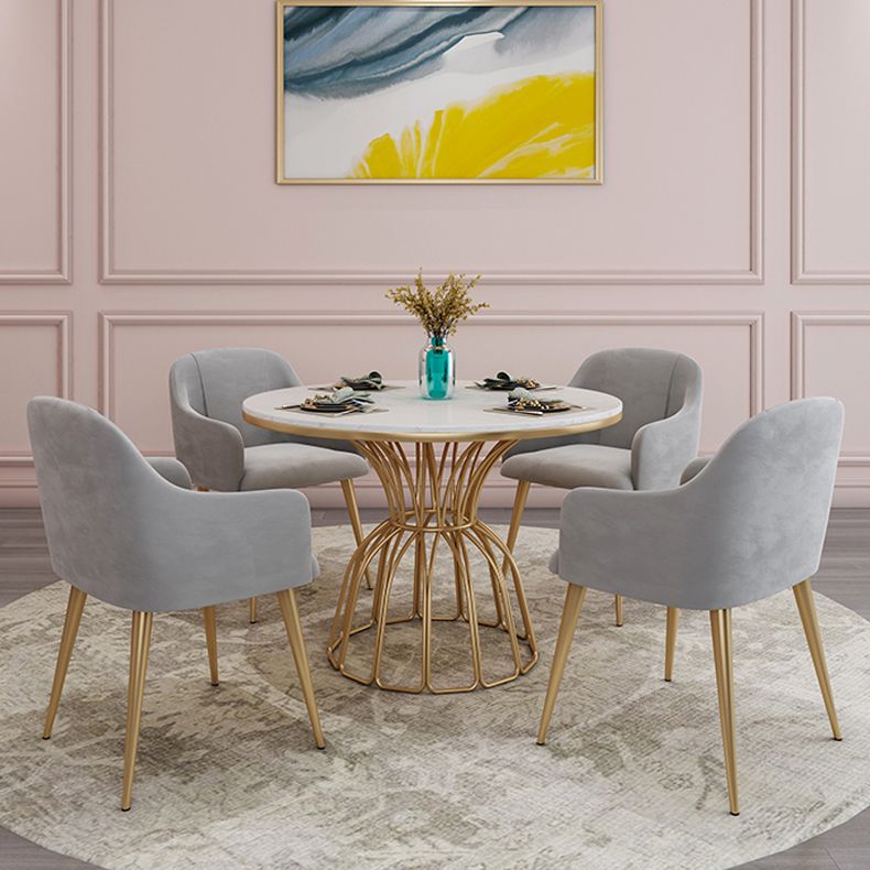 Glam 1/4/5 Pieces Round Dining Set Sintered Stone Dining Table Set for Home Use Clearhalo 'Dining Room Sets' 'Dining Tables & Seating' 'dining_room_set' 'furn' 'furn_dining_room_set' 'Furniture' 'furniture_dining_room_set' 'Kitchen & Dining Furniture' 'kitchen&dining_furn' 'kitchen' 1200x1200_a14d7ec8-f83b-48e2-93b1-52ff58b3dbdd