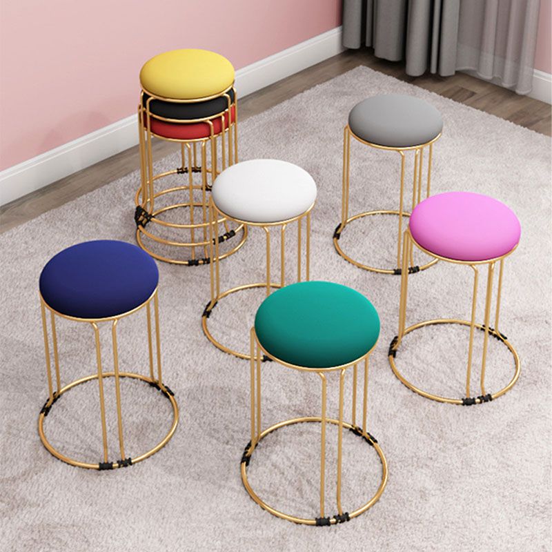 Metal Frame Pouf Plain Round Contemporary Velvet Fade Resistant Ottoman Clearhalo 'furn' 'furn_ottomans_poufs' 'Furniture' 'Living Room Furniture' 'Ottomans & Poufs' 'ottomans_poufs' 1200x1200_a14e018b-ab40-4611-acc6-1d7d496e7f8c