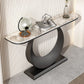 Glam 11,81 "W tavolo console in pietra tavolo di accento di mezza luna con 1 scaffale