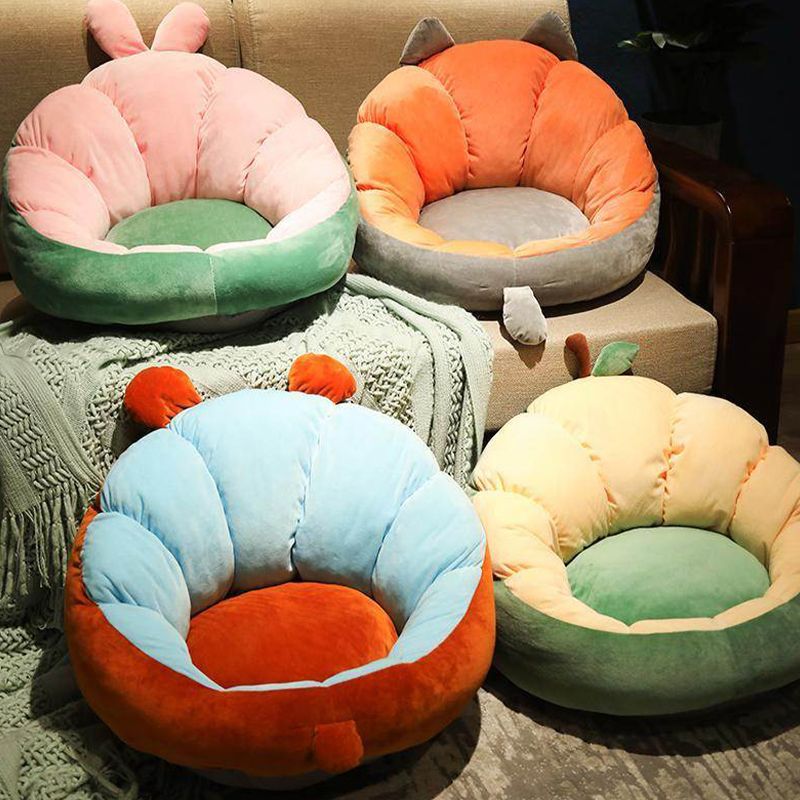 Modern Pouf Ottoman Cotton Upholstered Contrasting Colors Irregular Ottoman Clearhalo 'furn' 'furn_ottomans_poufs' 'Furniture' 'Living Room Furniture' 'Ottomans & Poufs' 'ottomans_poufs' 1200x1200_a14e6bb2-b427-448b-b5f7-0deb3253de17