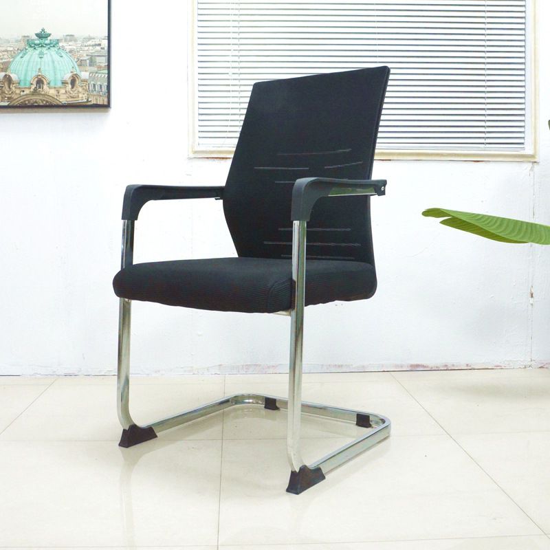 Modern Desk Chair Mesh Computer Chair in Black Mid-Back Chair No Wheels Clearhalo 'furn' 'furn_office_chair' 'Furniture' 'Office Chairs' 'Office Furniture' 'office_chair' 1200x1200_a14e8303-f4e2-4e2d-9855-8bbe3c6ac357