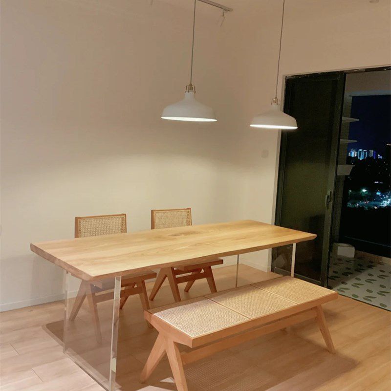 Rectangle Wood Dining Table Traditional Luxury Table with Double Pedestal Base