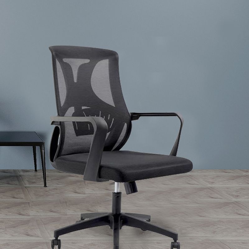 Modern Fixed Arms Office Chair No Distressing Ergonomic Desk Chair without Wheels Clearhalo 'furn' 'furn_office_chair' 'Furniture' 'Office Chairs' 'Office Furniture' 'office_chair' 1200x1200_a14ed982-4c32-477e-92b8-26f1e6b93f39