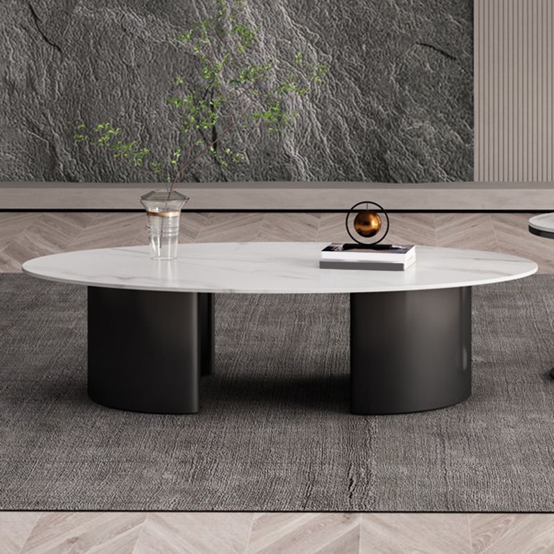 Glam Slate Coffee Cocktail Table Frame Oval Coffee Table for Home Clearhalo 'Coffee & Accent Tables' 'Coffee Tables' 'coffee_tables' 'furn' 'furn_coffee_tables' 'Furniture' 'Living Room Furniture' 1200x1200_a150d9fa-e7b3-4596-8e1c-2a0161fa938a