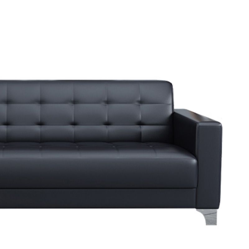 Sofá de cuero de sala de estar en asientos de durmiente con mechones negros con mechones negros