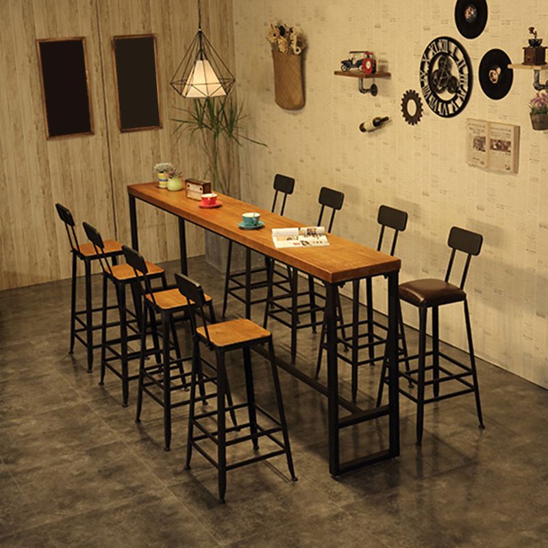 Industrial Rectangle Bistro Bar Desk Coffee Shop Trestle Bistro Bar Table Clearhalo 'Bar Furniture' 'Bar Tables' 'bar_tables' 'furn' 'furn_bar_tables' 'Furniture' 'Kitchen & Dining Furniture' 1200x1200_a1536f24-109f-4f03-9270-6b45ed6717cb